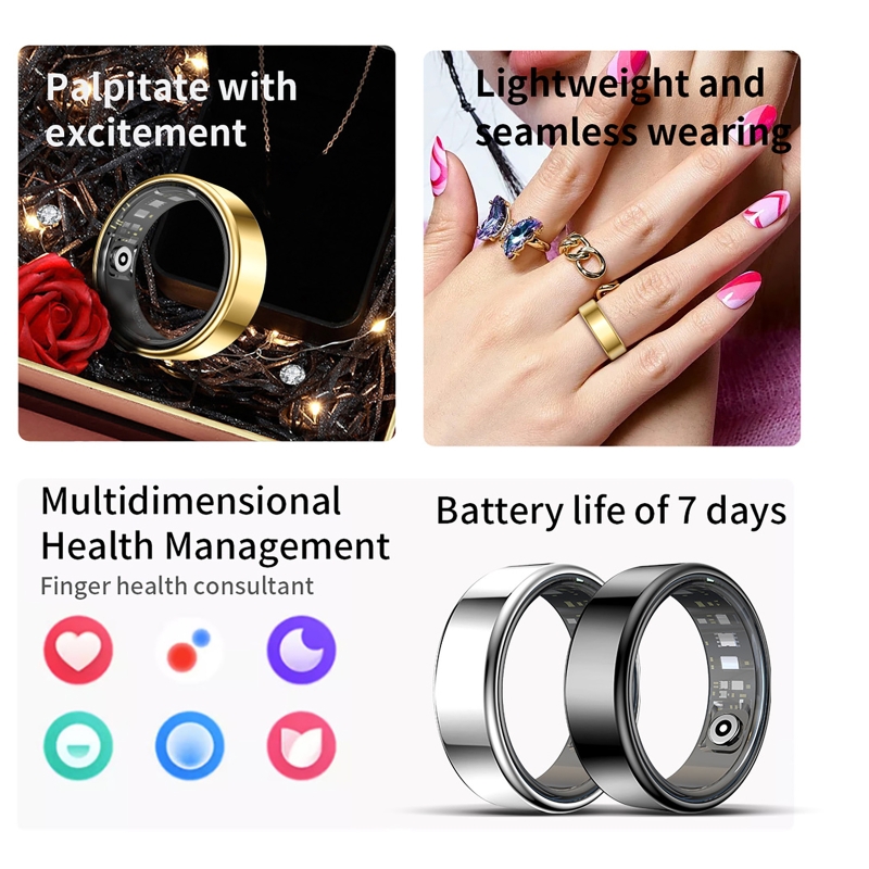 Smartwatch Sports Watches For Men - Smart Ring Health Tracker Heart Rate