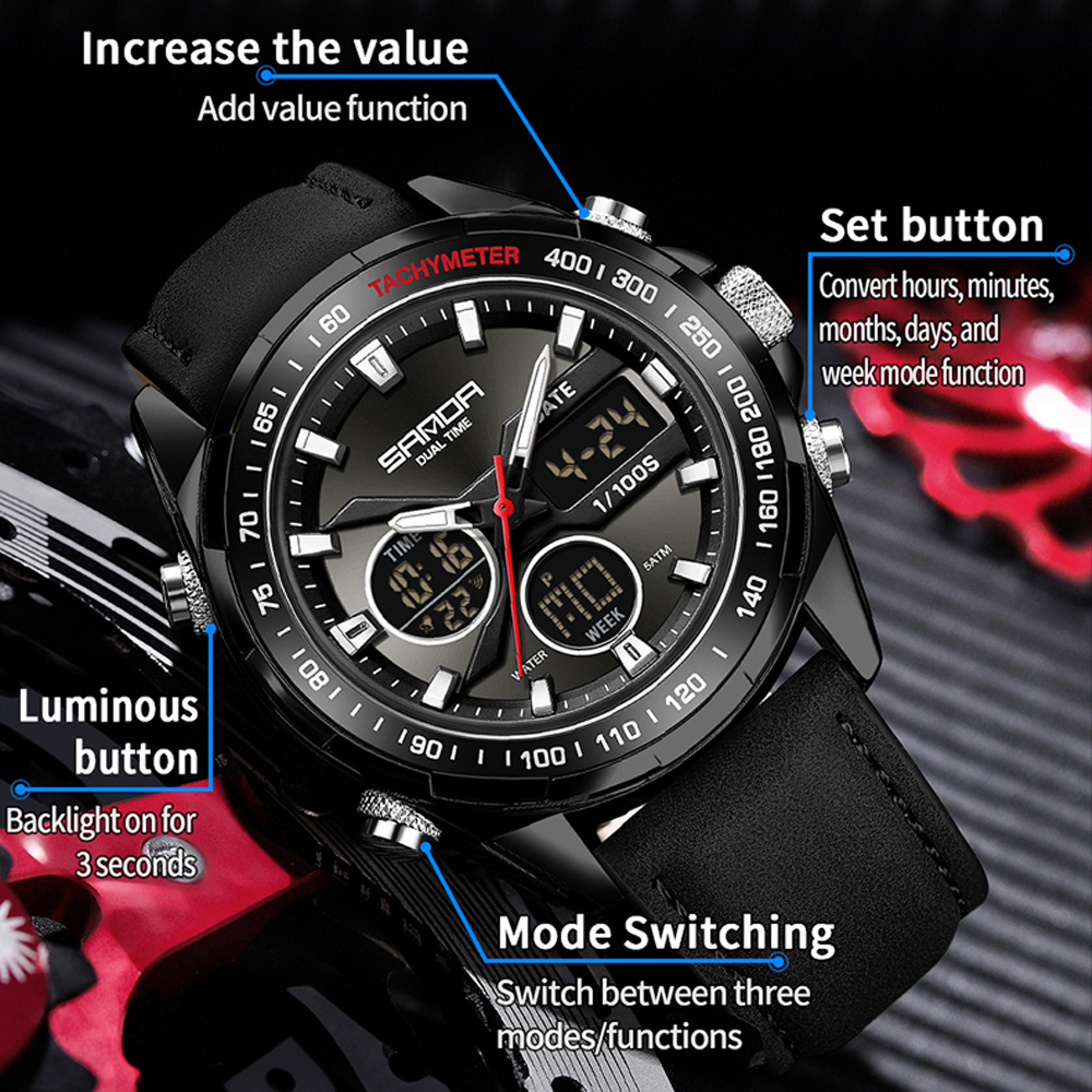 SANDA Luxury Chronograph Men W - огляд і ціна Smartwatch Digital Watches For Men