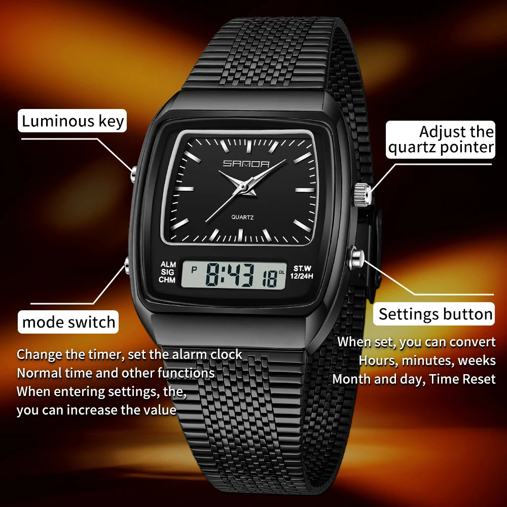 SANDA Watches Men Waterproof A - огляд і ціна Timex Watches Smartwatch