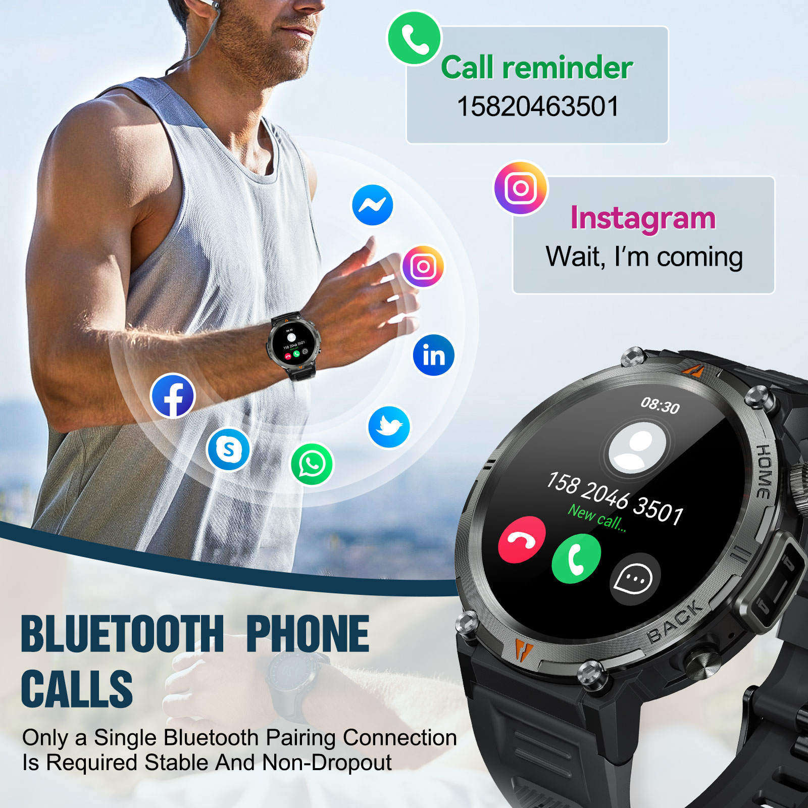EIGIIS KE3 Bluetooth Call Smar - огляд і ціна Smartwatch Watches For Men Digital
